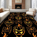 Spooky Orange Jack O Lantern Spider Rug