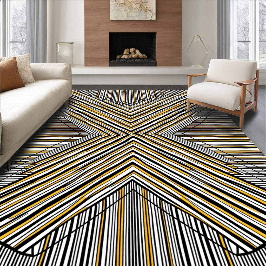 Geometric Sunburst Lines Rug