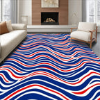 Dynamic Blue Red White Flow Rug