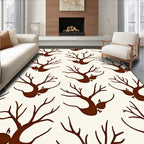 Brown bare trees on cream background Rug