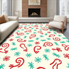 Whimsical Red Teal Swirl Scatter Rug
