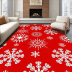 Crimson White Snowflake Collection Rug