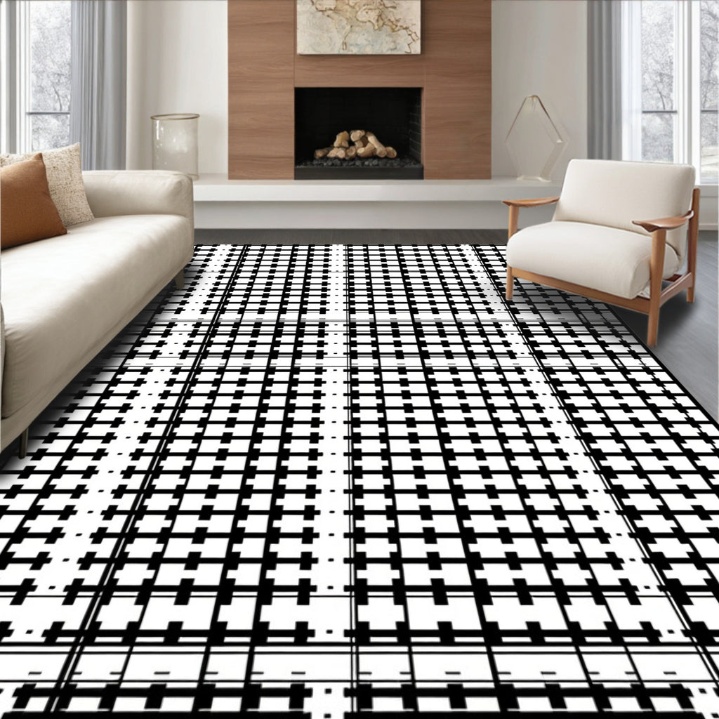 Monochrome Geometric Weave Rug