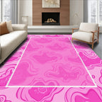 Vibrant Pink Amorphous Organic Waves Rug