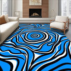 Electric Blue Swirl Abstract Liner Rug