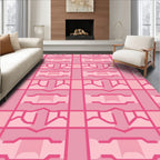 Pink Geometric Abstract Lattice Rug