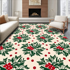 Cream Red Berries Botanical Arrangement Rug