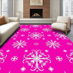 White Snowflake Hot Pink Medallion Rug
