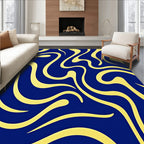 Deep Blue Swirl Abstract Rug