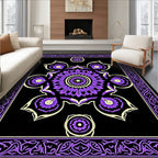 Purple Violet Floral Mandala Border Rug
