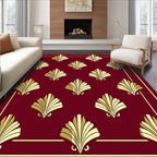 Crimson Gold Fan Repeat Border Rug