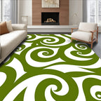 Olive Green Swirl Abstract Harmony Rug