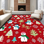 Festive Snowman And Pinecone Celebration Rug
