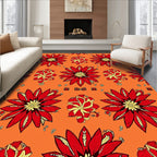 Vibrant Red Golden Floral Accordion Rug
