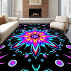 Vivid Neon Floral Starburst Medallion Rug