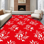 Bold Red White Floral Garland Rug