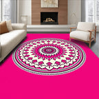 Vibrant Pink Floral Circular Mandala Rug