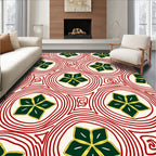Red Circle Green Starburst Medallion Rug