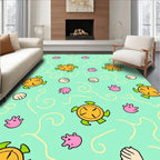Aqua Sea Turtle Jellyfish Shell Swirls Rug