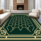 Emerald Geometric Honeycomb Frame Rug