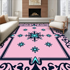 Pink Floral Medallion Arch Scroll Rug