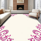 Elegant Pink Swirl Corner Accents Rug