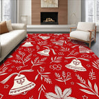 Festive Red Bell Floral Scatter Rug