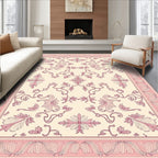 Pale Pink Vintage Floral Crest Rug