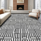 Black and White Geometric Lattice Rug