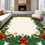 Festive Greenery Red Berry Star Rug