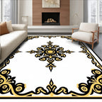 Black Gold Filigree Corner Scroll Rug