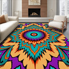 Vibrant Orange Teal Purple Mandala Rug