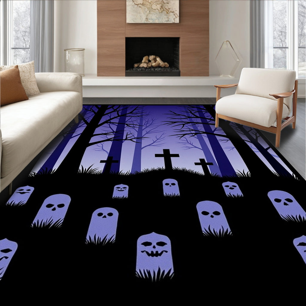 Spooky Gothic Ghost Cemetery Forest Rug