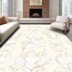 Soft Yellow Abstract Floral Blossom Rug