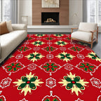 Holiday Red Floral Medallion Repeats Rug