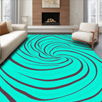 Aqua Swirl Stripes Abstract Rug
