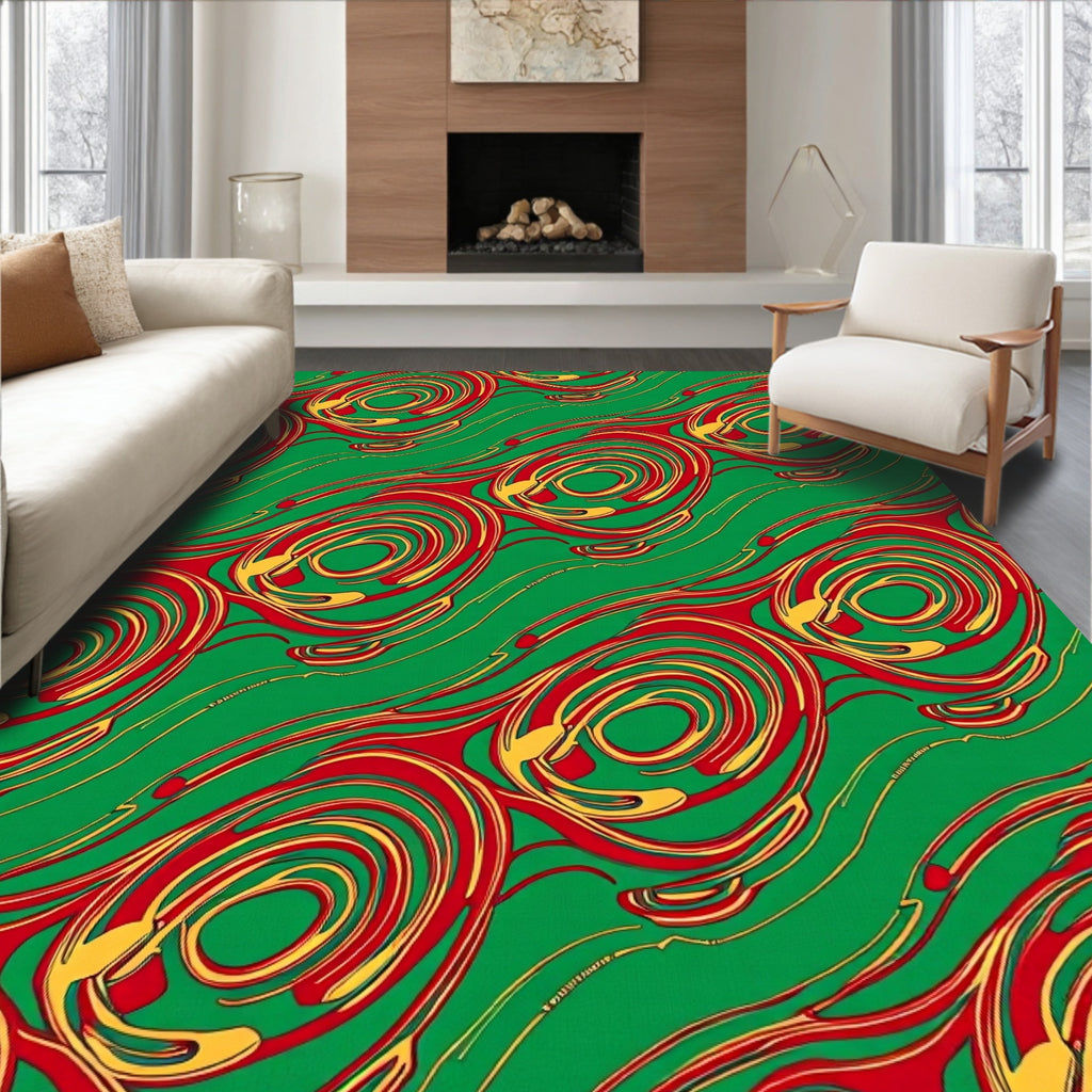 Red Yellow Swirl Abstract Ocean Rug