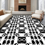 Monochromatic Black White Abstract Grid Rug