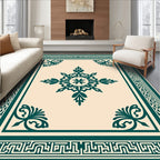 Earthy Teal Floral Garden Square Rug