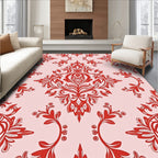 Crimson Floral Damask Scroll Rug