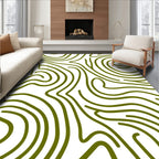 Olive Green Abstract Contour Lines Rug
