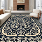 Ivory Navy Traditional Flourish Rug