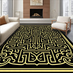Golden Black Maze Art Nouveau Rug