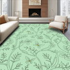 Mint Green Delicate Butterfly Foliage Rug