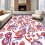 Red Blue Swirl Organic Abstract Rug