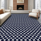 Navy White Geometric Heart Collage Rug