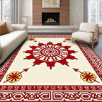 Crimson Sun Yellow Arrow Border Rug