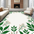 Green Leafy Vine Botanical Border Rug