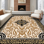 Antique Gold Floral Bordered Cream Rug