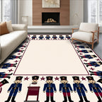 Nutcracker Border Blue Burgundy Soldiers Rug